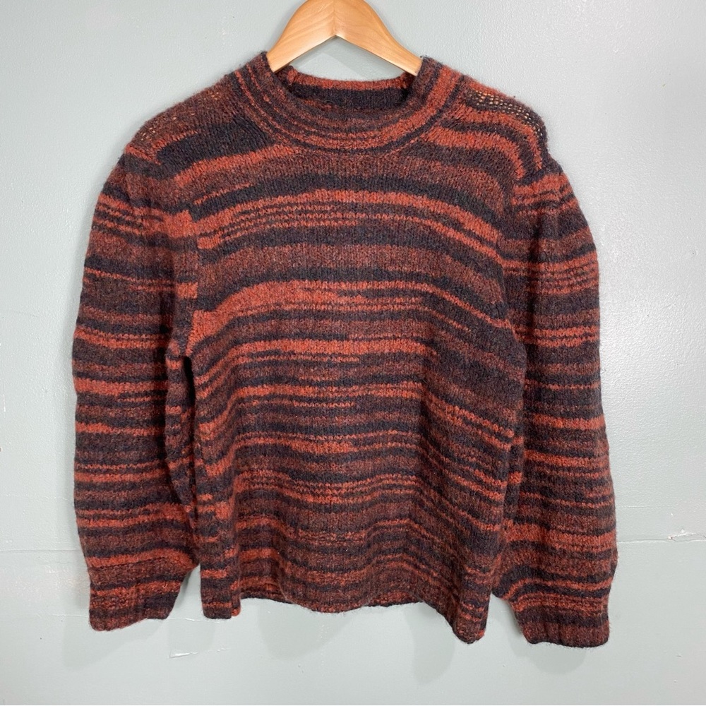 Veronica Beard Lumina Wool Blend Crewneck Pullover Sweater Orange Sz L.